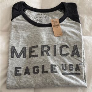 American Eagle Outfitters Heather Gray and Charcoal Tee
